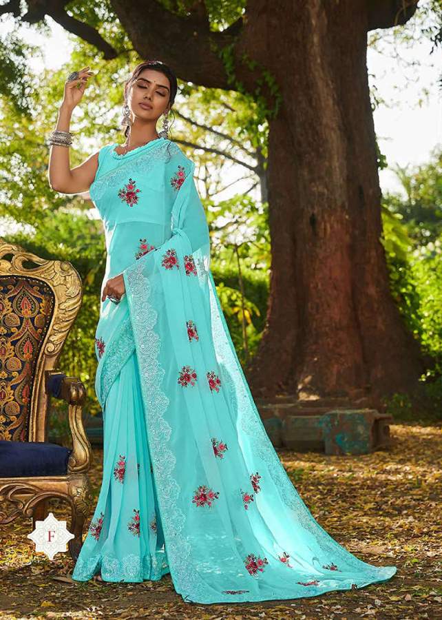 Shangrila Nikhar Stylish Fancy Designer Festive Wear Georgette Embroidery Saree Collection